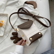 Load image into Gallery viewer, Contrasting design Chain PU Leather Crossbody Bag - Beige