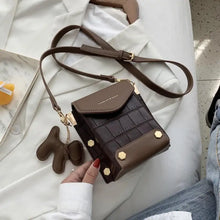Load image into Gallery viewer, Contrasting design Chain PU Leather Crossbody Bag - Coffee
