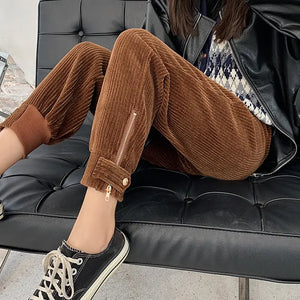 Corduroy Fashion High Waist Pencil Pants - pants