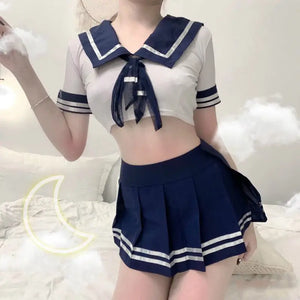 Crop Top & Plaid Mini Skirt Schoolgirl Cosplay Costume