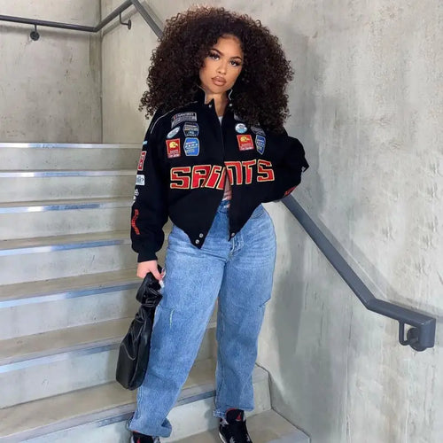 Cropped Cyber Y2K Streetwear Jacket
