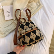 Load image into Gallery viewer, Crossbody Plaid Shoulder Backpack - Black with brown - Bag
