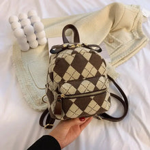 Load image into Gallery viewer, Crossbody Plaid Shoulder Backpack - Coffee - Bag