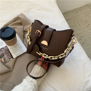 Crossbody PU Leather Purse - Coffee - Bag