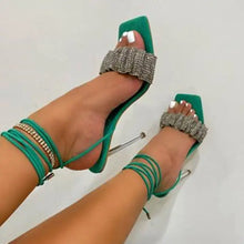 Load image into Gallery viewer, Crystal Transparent Square Cross-tied Ankle Strap High