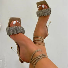 Load image into Gallery viewer, Crystal Transparent Square Cross-tied Ankle Strap High