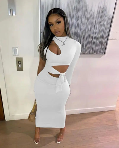 Cut-Out Design One Shoulder Maxi Dress