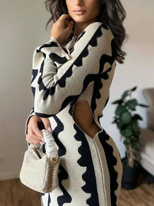 Cut Out Wave Knitted Maxi Dress