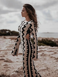 Cut Out Wave Knitted Maxi Dress