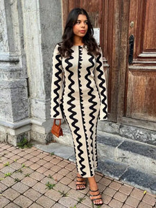 Cut Out Wave Knitted Maxi Dress