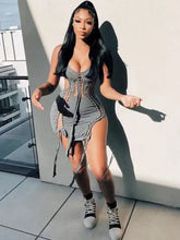 Load image into Gallery viewer, Dark Gray Hollow Out Bandage Mini Dress