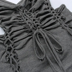 Dark Gray Hollow Out Bandage Mini Dress