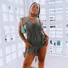 Load image into Gallery viewer, Dark Gray Hollow Out Bandage Mini Dress