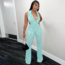 Load image into Gallery viewer, Deep V Backless Halter Jumpsuit
