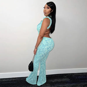 Deep V Backless Halter Jumpsuit