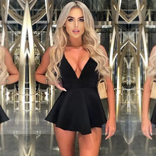 Load image into Gallery viewer, Deep V Neck Bodycon Sleeveless Pleated Backless Dress