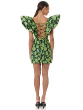 Load image into Gallery viewer, Deep V Neck Ruffle Sleeves Floral Print Mini Dress