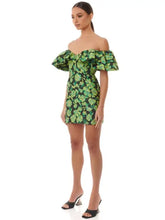 Load image into Gallery viewer, Deep V Neck Ruffle Sleeves Floral Print Mini Dress