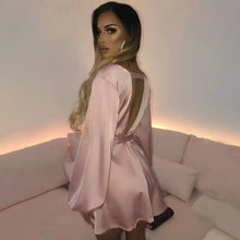 Load image into Gallery viewer, Deep V Neck Stain A-line Short Dress