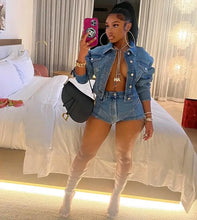 Load image into Gallery viewer, Denim Y2K Crop Top Set - S / Blue