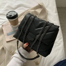 Load image into Gallery viewer, Designer Quilted Luxury Pu Leather Crossbody Bag - black