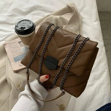 Load image into Gallery viewer, Designer Quilted Luxury Pu Leather Crossbody Bag - Coffee