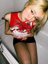 Load image into Gallery viewer, Diamond Print Y2K O Neck Sleeveless Crop Top