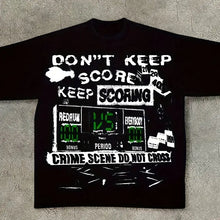Load image into Gallery viewer, Don’t Keep Score Letter Print Crew Neck Tee - Black