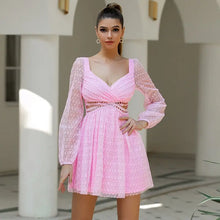 Load image into Gallery viewer, Double Crazy Cut Out Lace Dress - Pink / S - dress