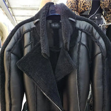 Load image into Gallery viewer, Double Faced Faux Fur Thick PU Leather Jacket