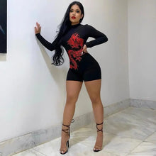 Load image into Gallery viewer, Dragon Print Skinny Long Sleeve Backless Romper - romper
