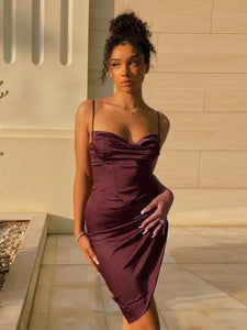 Draped Sleeveless Elegant Ruched Mini Dress - dress