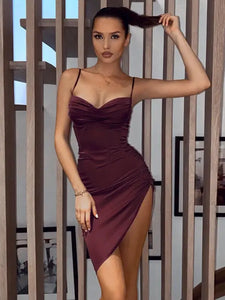 Draped Sleeveless Elegant Ruched Mini Dress - dress