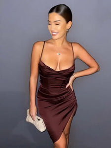 Draped Sleeveless Elegant Ruched Mini Dress - dress