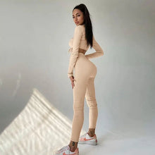 Load image into Gallery viewer, Drawstring Top and Pants Leggings Tracksuit Loungewear Set