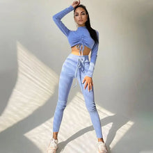 Load image into Gallery viewer, Drawstring Top and Pants Leggings Tracksuit Loungewear Set