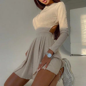 Elegant Backless Cut Out Mini Dress