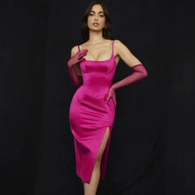 Load image into Gallery viewer, Elegant Backless Midi Split Dress - pink / M