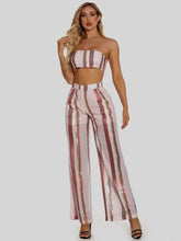 Load image into Gallery viewer, Elegant Blazer Striped Casual Wide Leg 3 Piece Suit Set
