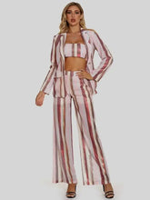 Load image into Gallery viewer, Elegant Blazer Striped Casual Wide Leg 3 Piece Suit Set