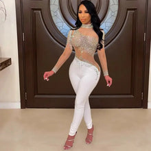 Load image into Gallery viewer, Elegant Bodycon Sheer See Through Mesh Jumpsuit - L / white