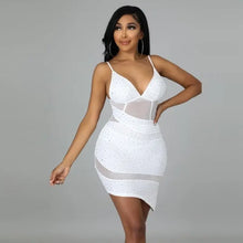 Load image into Gallery viewer, Elegant Mesh Sparkly Patchwork Bodycon Dress - white / XXL