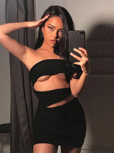 Elegant Off Shoulder Strapless Sexy Cut Out Dress
