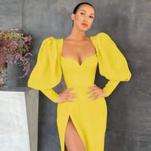 Load image into Gallery viewer, Elegant Square Collar Puff Sleeve Maxi Dress - dress