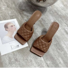 Load image into Gallery viewer, Elegant Square High Heel Gladiator Shoes - Dark Brown / 35