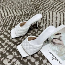 Load image into Gallery viewer, Elegant Square High Heel Gladiator Shoes - white / 37