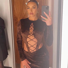 Load image into Gallery viewer, Elegant Velvet Bodysuit and Skirt Set - two piece