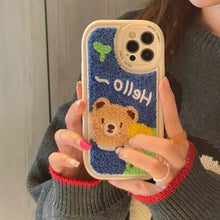 Load image into Gallery viewer, Embroidered Towel Plush Bear Soft Case For IPhone