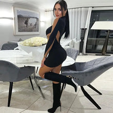 Load image into Gallery viewer, Emma Long Sleeve Mesh Bodycon Mini Dress - dress