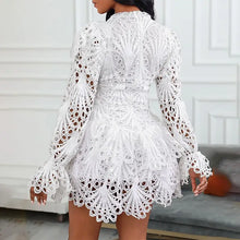 Load image into Gallery viewer, Eyelet Embroidery Bell Sleeve Lace Dress - dress